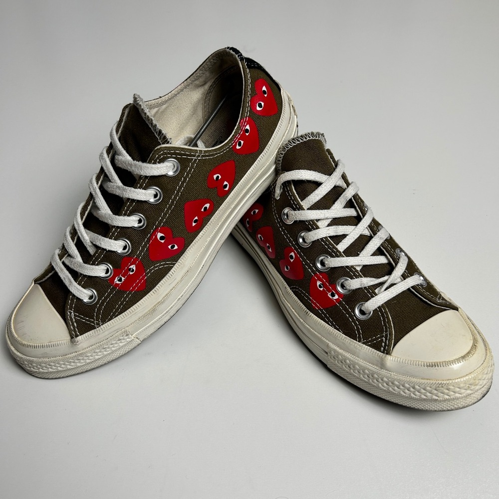 Converse Comme des Garcons PLAY Chuck 70 Low Olive Heart 162976C M 5.5 W 7.5